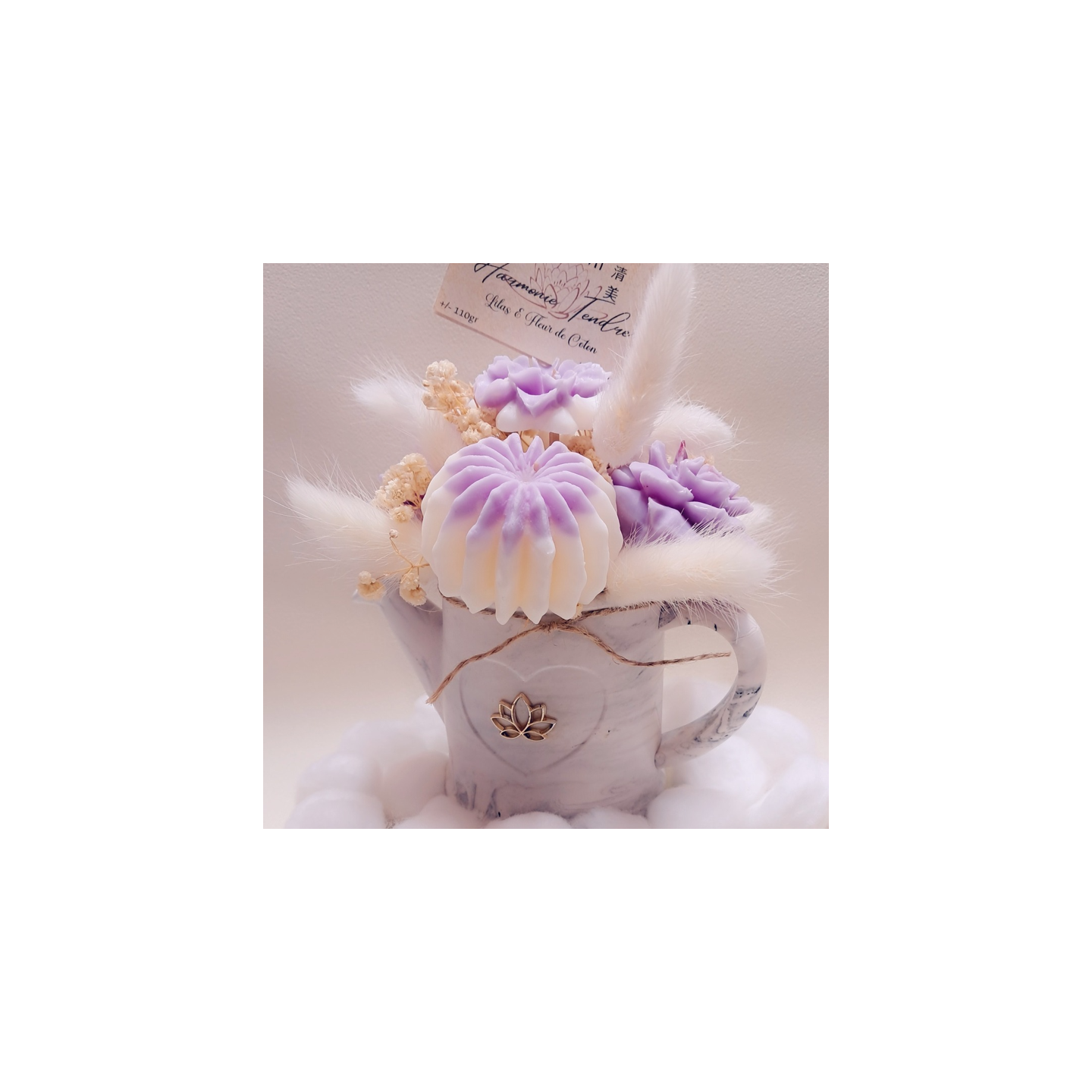 Bouquet Harmonie Tendre – Lilas & Fleur de Coton