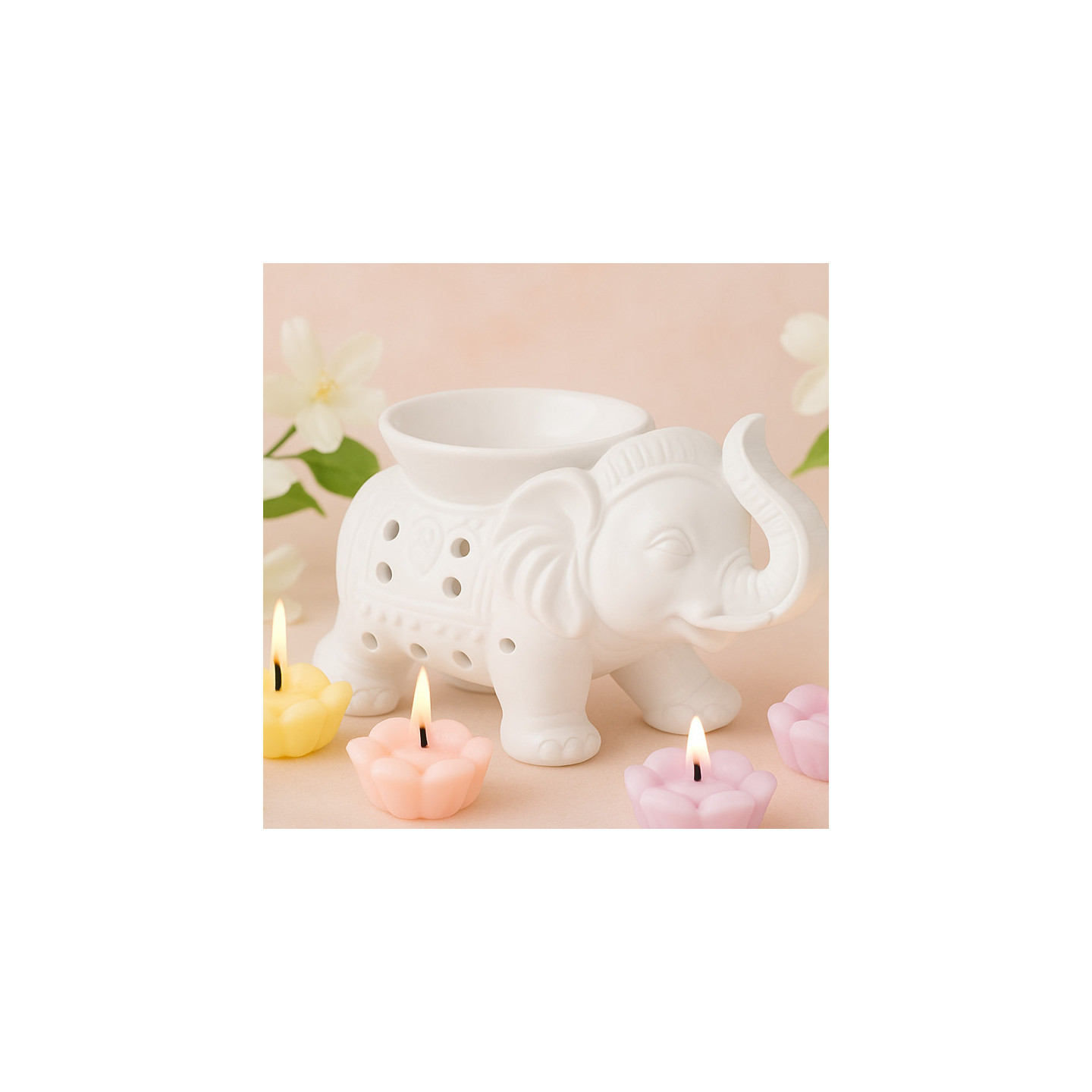 🐘 Brûle-Parfum Tandor Blanc – L’Élégance Douce Venue d’Ailleurs