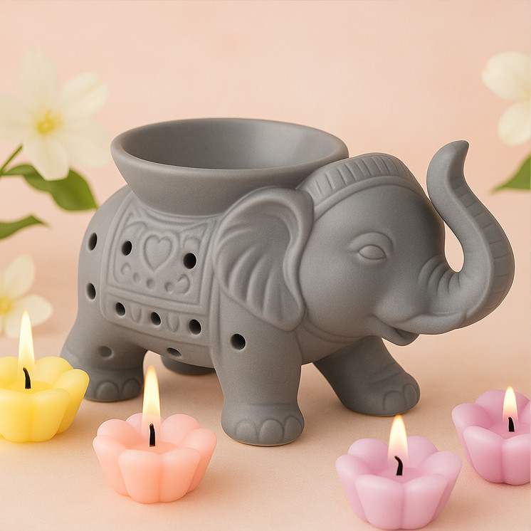 🐘 Brûle-Parfum Tandor Gris – La Force Douce aux Reflets de Sérénité