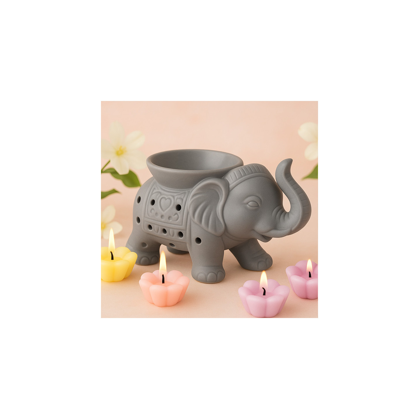 🐘 Brûle-Parfum Tandor Gris – La Force Douce aux Reflets de Sérénité