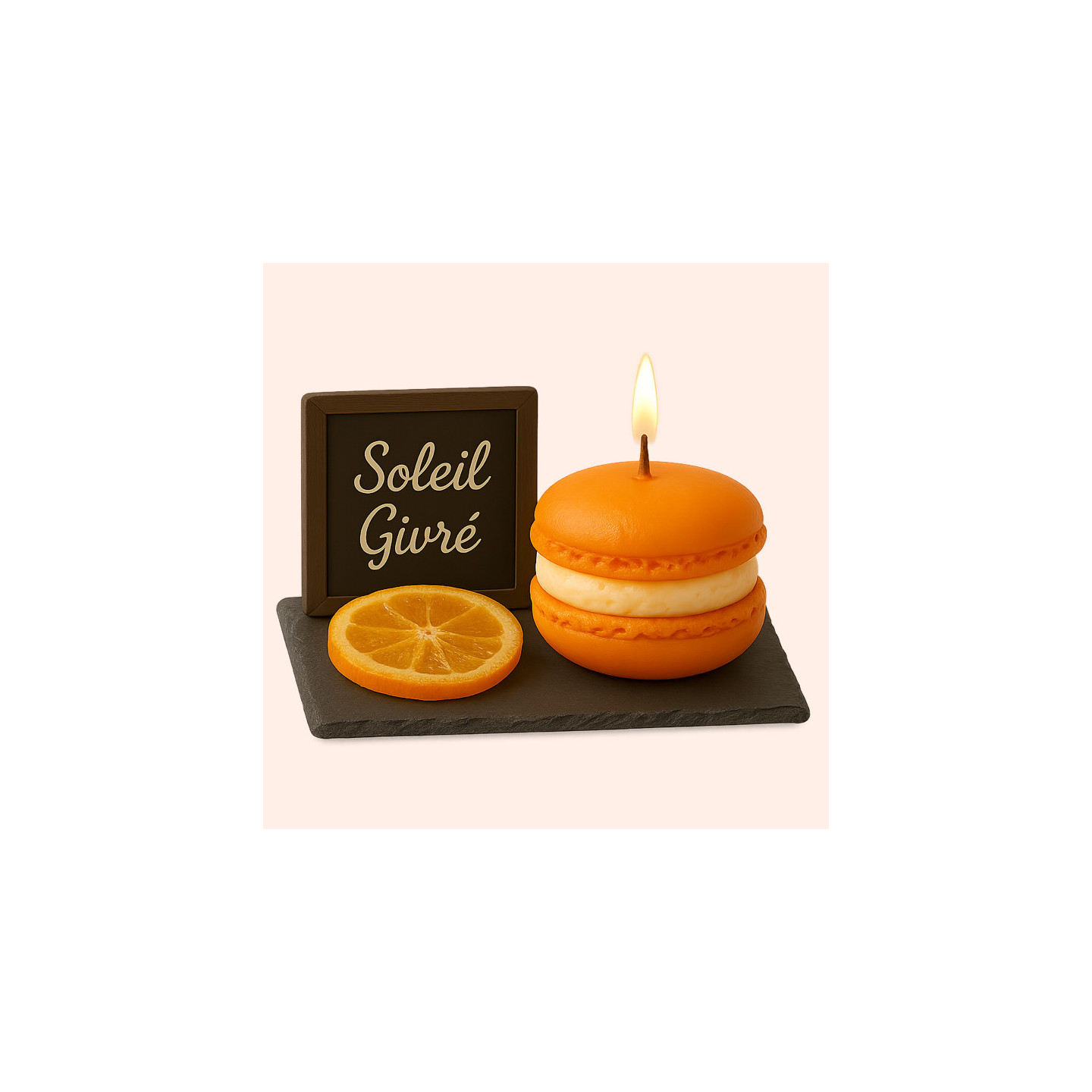 Bougie Macaron Soleil Givré – "Orange Confite"