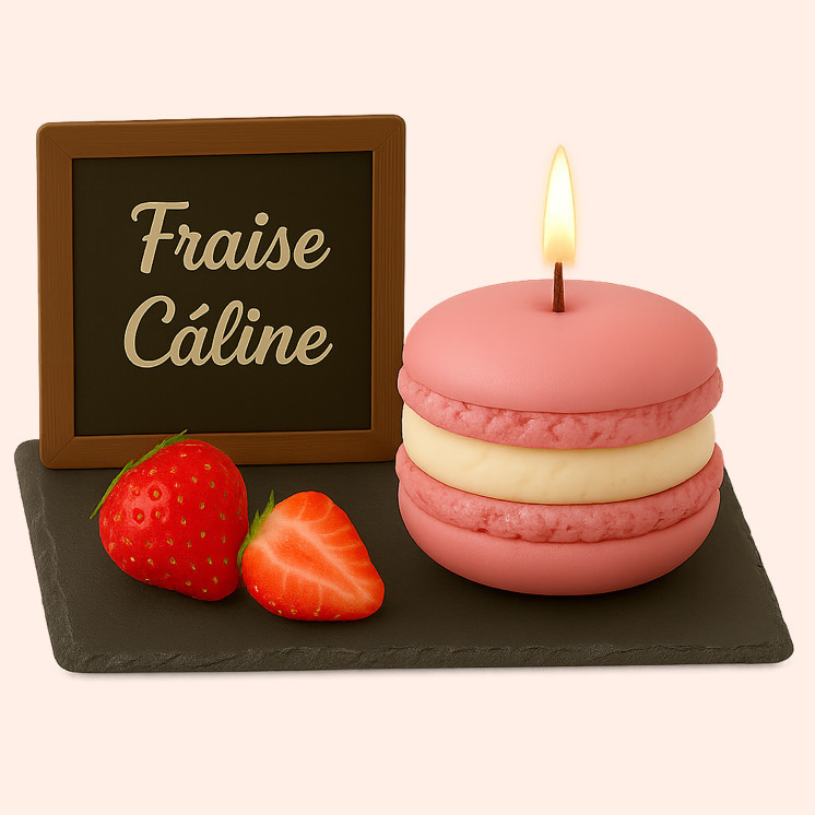 Bougie Macaron Fraise Câline – "Fraise"