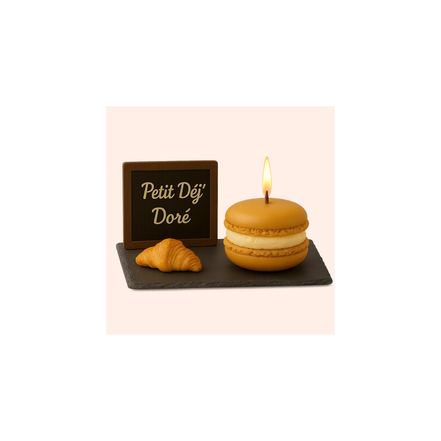 Bougie Macaron P’tit Déj’ Doré – "Croissant"