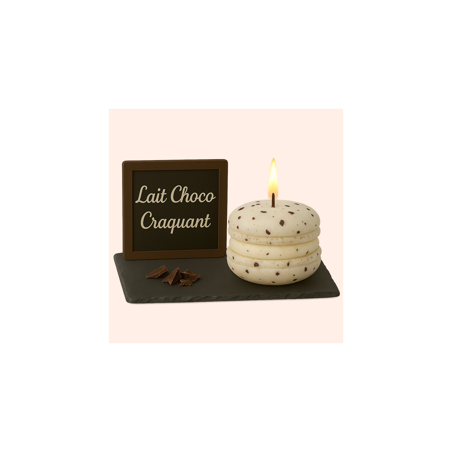 Bougie Macaron Lait Choco Craquant – "Stracciatella"
