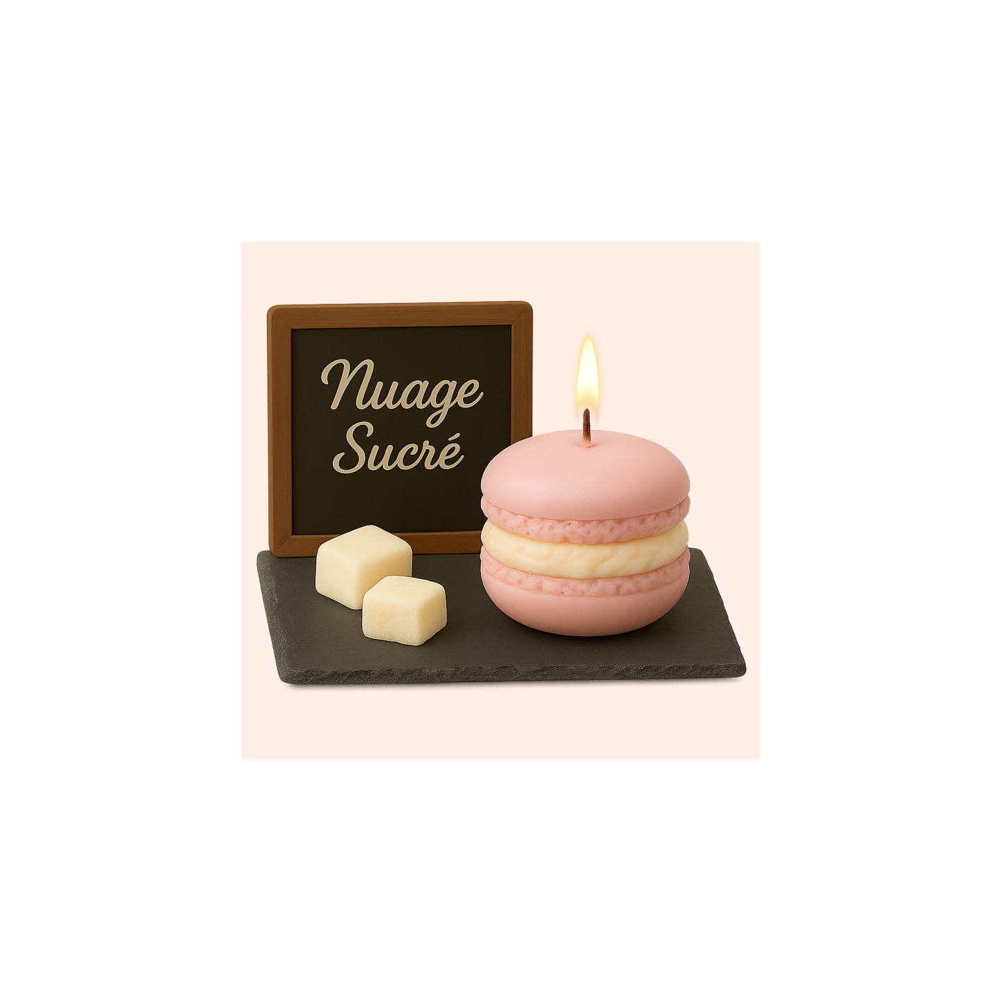 Bougie Macaron Nuage Sucré – "Chamallow"
