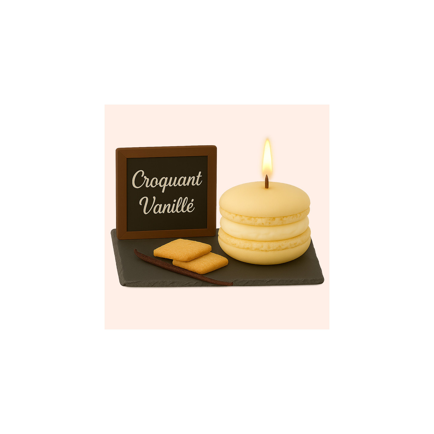 Bougie Macaron Croquant Vanillé – "Biscuit"